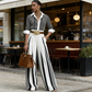 🎁Neuwaren 61% Rabatt💥Gestreiftes Shirt & weite Hose im Set – bequem & stilvoll für den Alltag