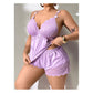 🥳HEISSER VERKAUF 2026🥳💞ÜBER 50.000 VERKAUFT!👗🌸 50 % RABATT! Pyjama-Set aus Top und Shorts mit Spitzenbesatz – Weicher, satinartiger Stoff, verstellbare Träger und V-Ausschnitt.